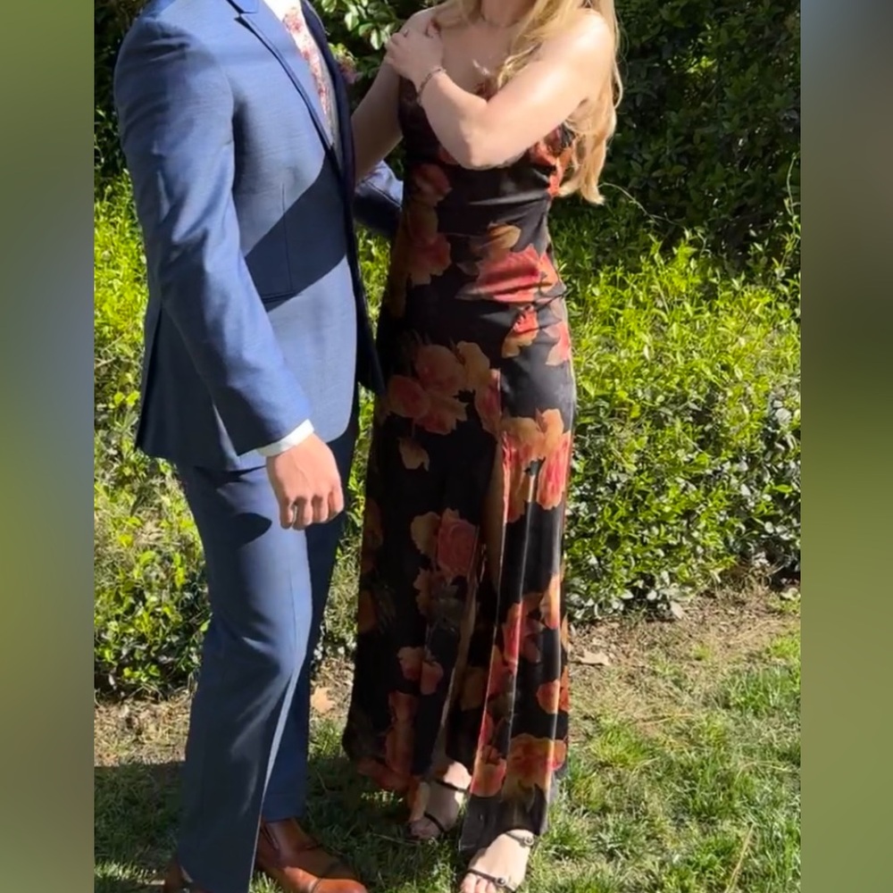 12th Tribe Black and Red Floral Maxi Dress